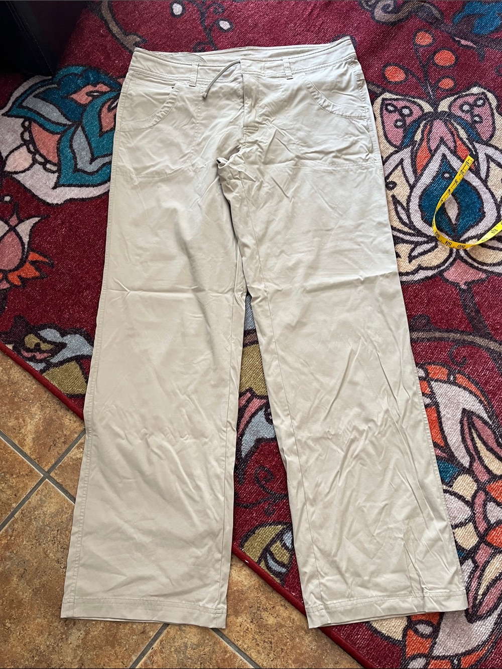 Lucy Walking Khaki Pants Womens Flex Drawstring Size L Tall